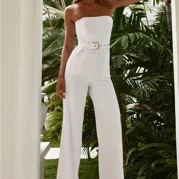 NWT Runaway the Label White Loxana Jumpsuit with Gold Belt - Size XS - Picture 14 of 14